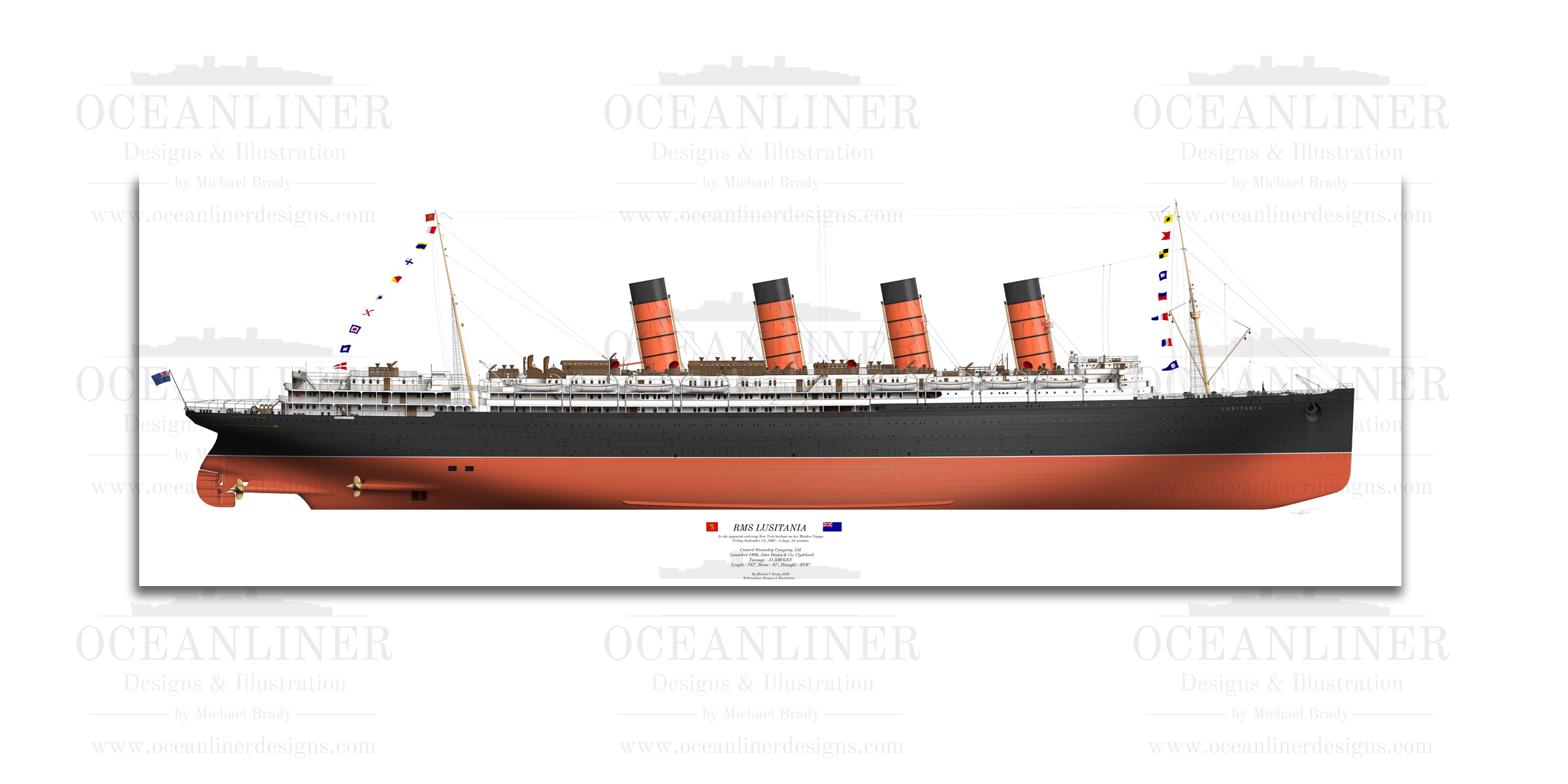 Print - RMS Lusitania 1907 - Maiden Voyage — Ships Illustrated